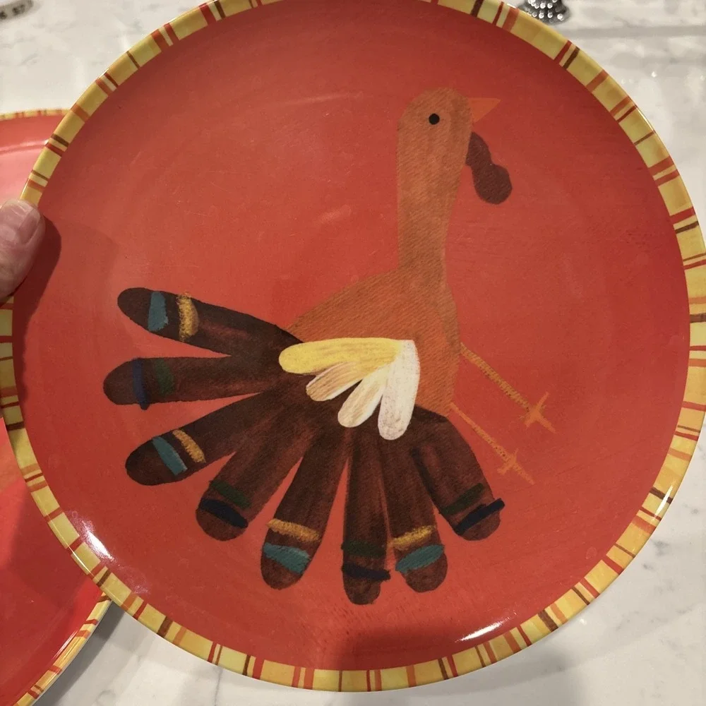 Set of 4 Pottery Barn Kids Thanksgiving Plates Melamine 10